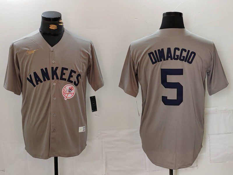Men New York Yankees #5 Dimaggio Grey Throwback Game 2024 Nike MLB Jersey style 8142->new york yankees->MLB Jersey